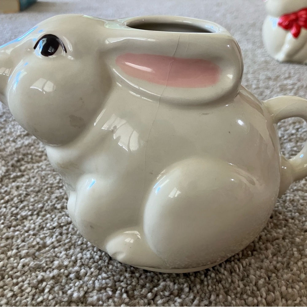 Charming White Rabbit Ceramic Pitcher - Picture 2 of 12